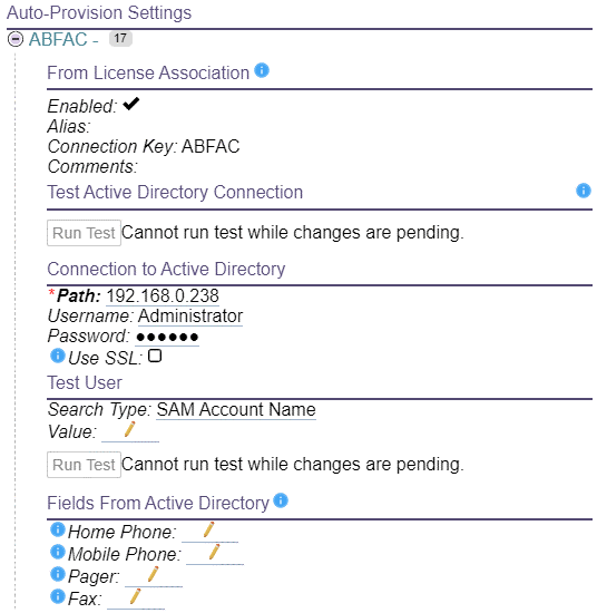 Auto-Provision Settings Menu